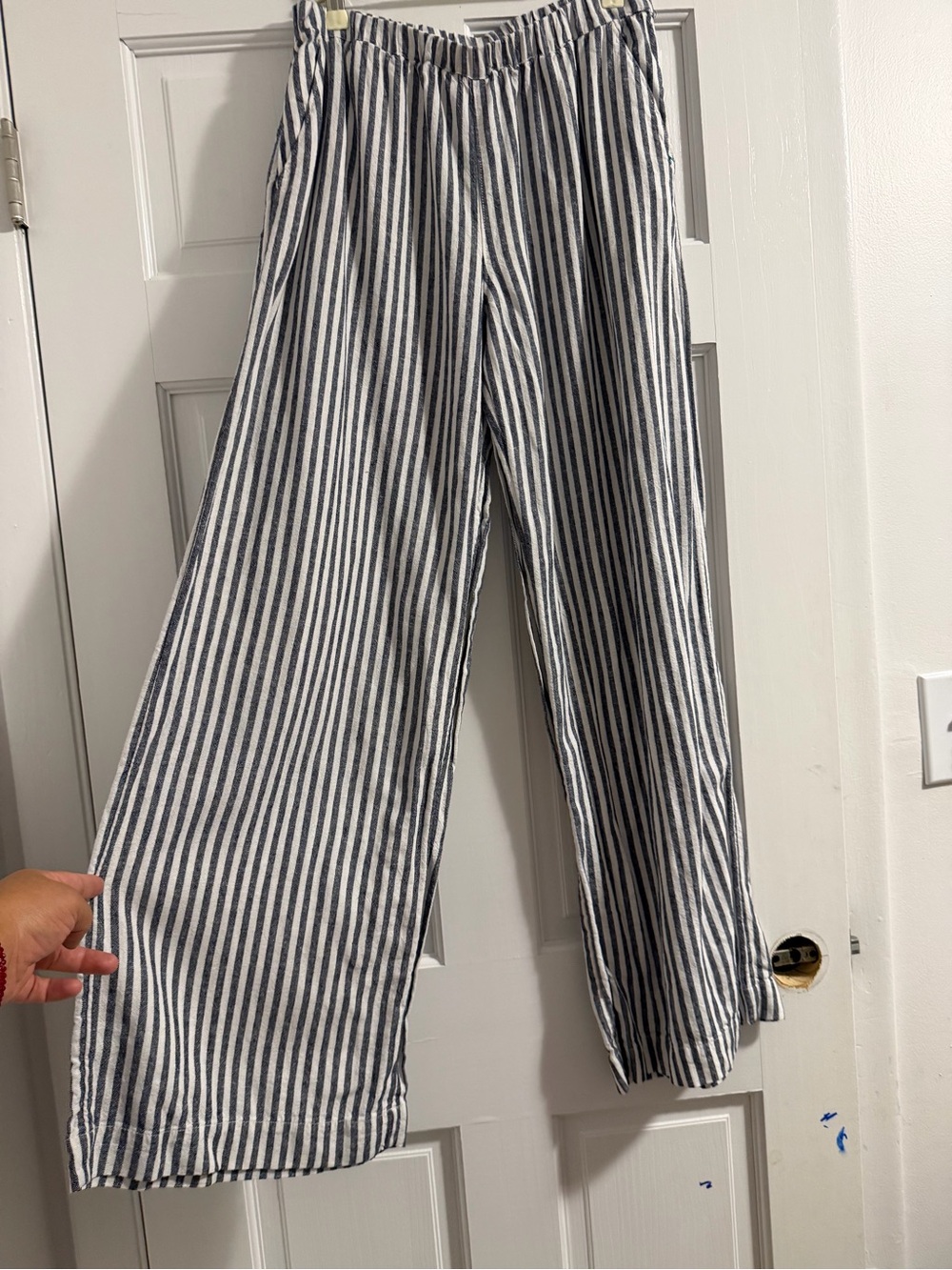 Caslon Gray White Striped Linen Blend Wide Leg Pants Size S - Picture 2 of 6